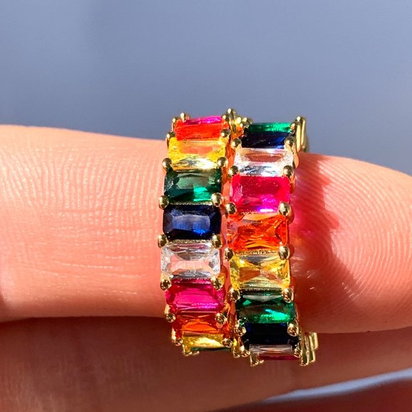 NEW~ Anthropologie Rainbow Colorful Gemstone Statement Ring - Picture 8 of 9